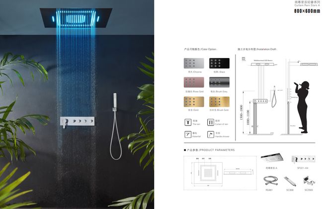 淋浴花洒【浴旺】参加2025民族卫浴峰会PG麻将胡了网站入口工厂外贸暗装LED(图3)